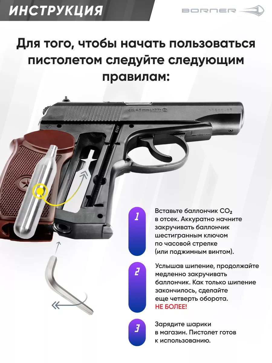 Пневматический пистолет BORNER PM-X, калибр 4,5 мм Borner Air Pistols  60599778 купить за 5 465 ₽ в интернет-магазине Wildberries