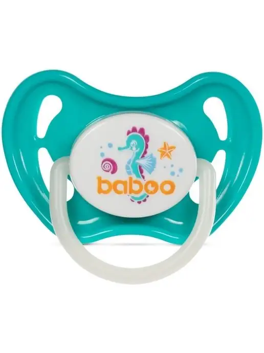 Baboo Соска-пустышка силиконовая ночная 0 мес+, зеленый, фото 4