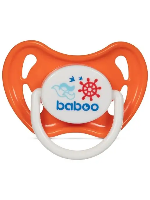 Baboo Соска-пустышка силиконовая круглая 6 мес+, оранжевый, фото 4