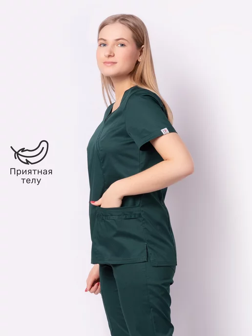 ДОКТОР СТИЛЬ Рубашка медицинская хирургичка Терра, зеленый, фото 2