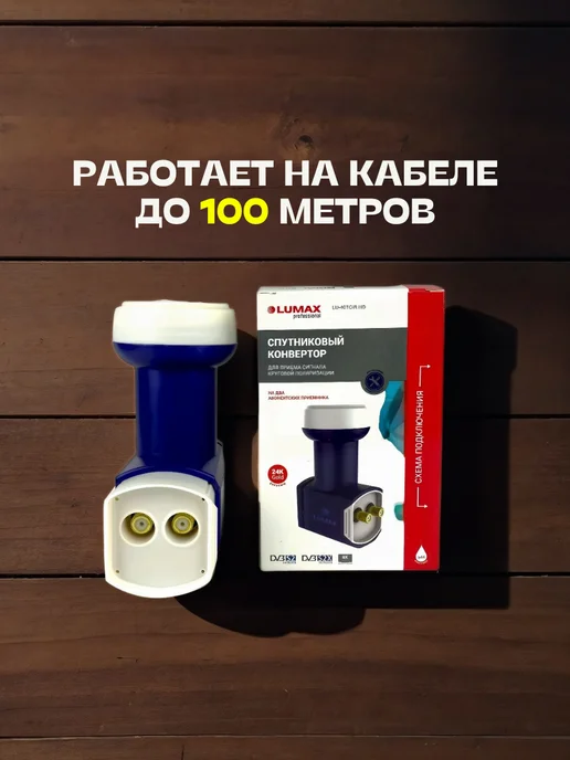 Lumax Конвертер спутниковый для Триколор, НТВ плюс на 2 телевизора, синий, фото 4