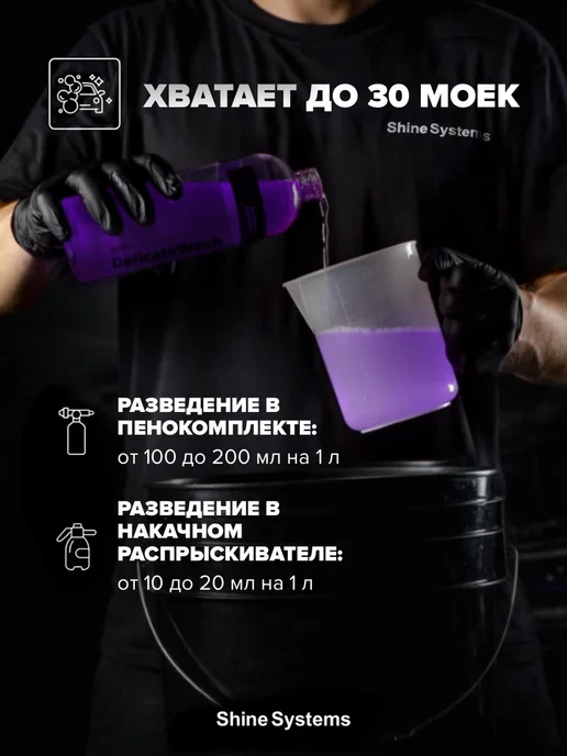 Shine Systems Шампунь для деликатной мойки авто DelicateWash 750 мл SS643, 750 мл, фото 4