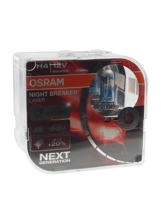Osram Лампа 12V H4 60 55W P43t +150% 4050K бокс (2шт.) Night Brea, 55 Вт, 2 шт