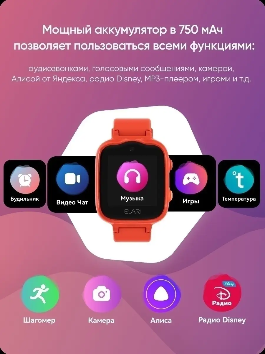 Детские умные 4G-часы Bubble с GPS, ГЛОНАСС, Алисой, датчиками температуры  и снятия с руки ELARI 60881145 купить в интернет-магазине Wildberries