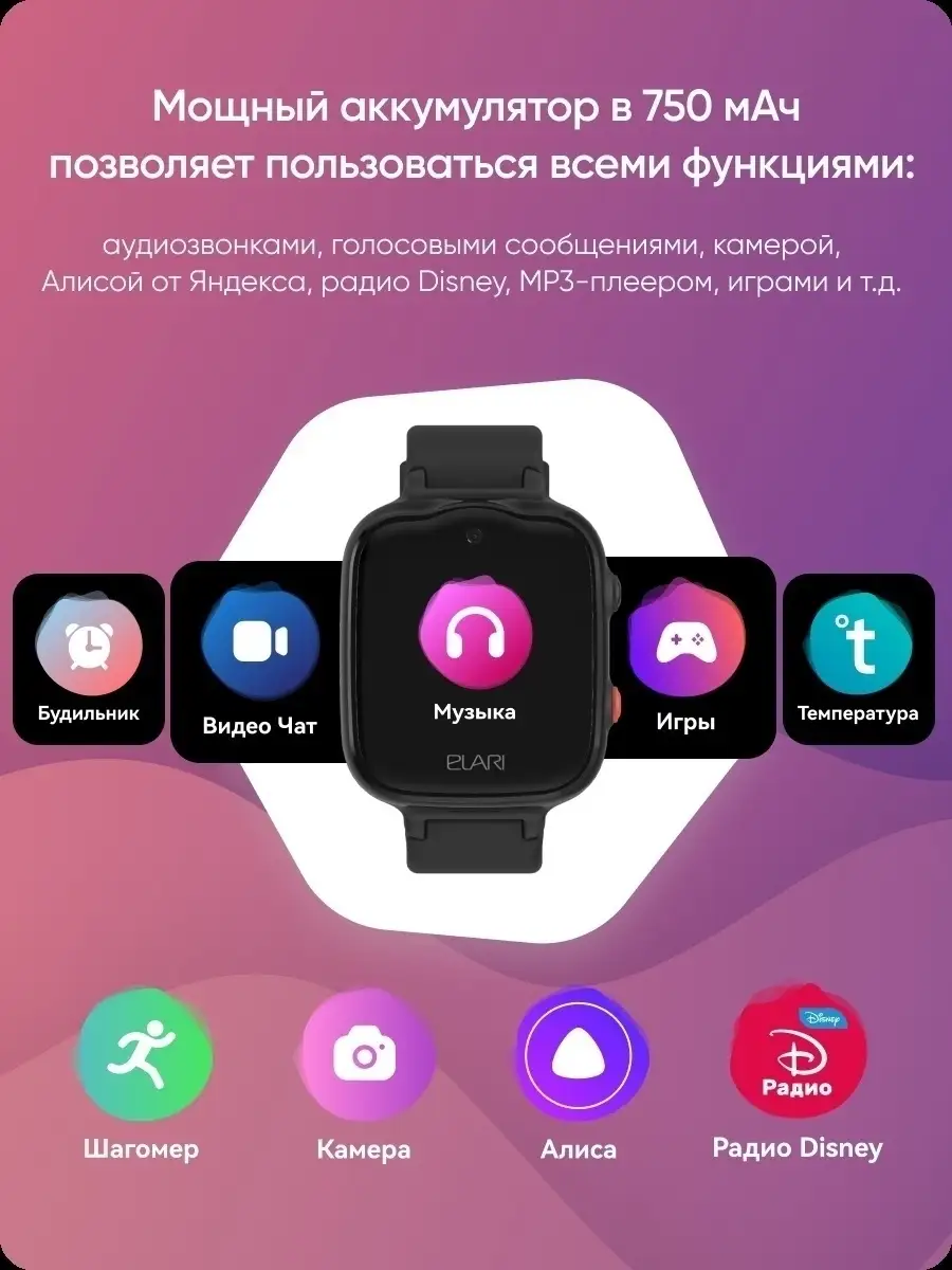 Детские умные 4G-часы Bubble с GPS, ГЛОНАСС, Алисой, датчиками температуры  и снятия с руки ELARI 60881146 купить в интернет-магазине Wildberries