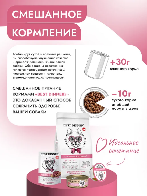 Сухой корм Best dinner Тыква для собак, мелкие, телятина, 10 кг, фото 8