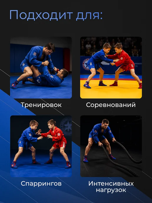 Eskhata Sport Куртка самбовка для самбо с поясом подростковая 440 гм, синий, фото 8