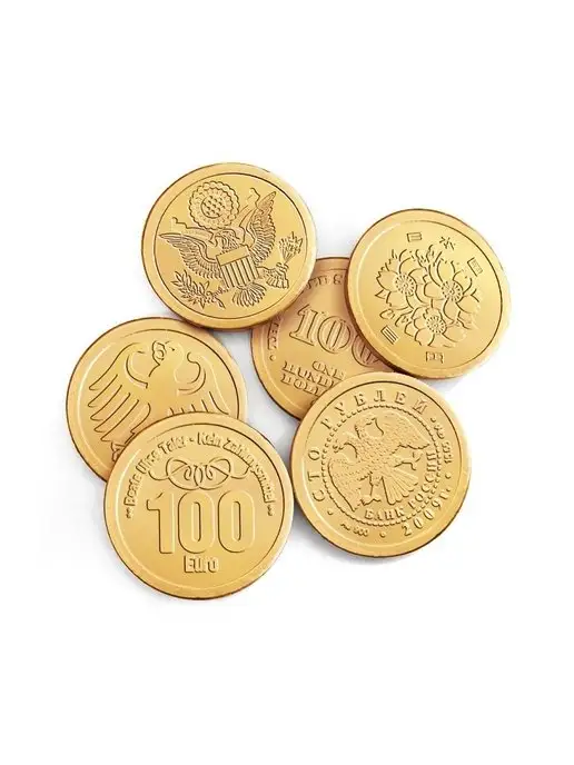 Kortez Шоколадные монеты Валютный банк 100 шт по 6 г глазурь, 100 шт, 6 г, фото 4