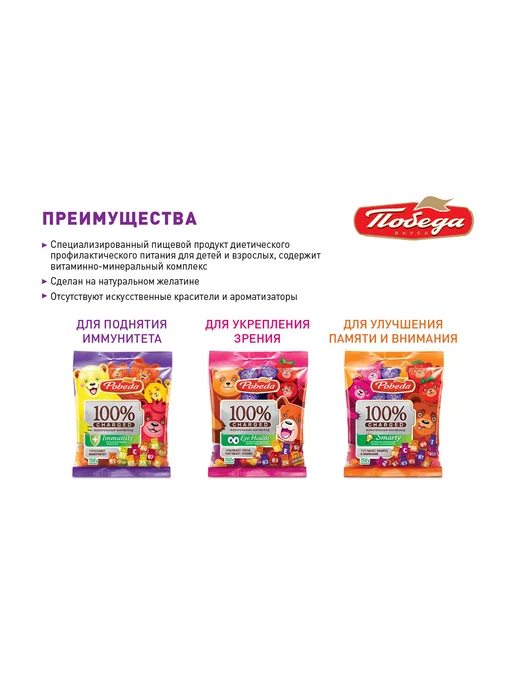 Победа Вкуса Мармелад жевательный "Чаржед" "Активный мозг", 150г, 150 г, фото 7