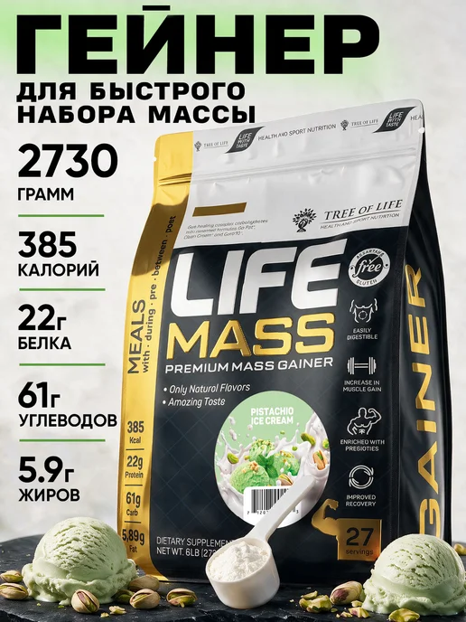 Life Protein Гейнер для быстрого набора массы, Фисташка 2,7кг, 2,7 кг