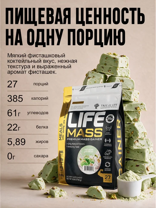 Life Protein Гейнер для быстрого набора массы, Фисташка 2,7кг, 2,7 кг, фото 3