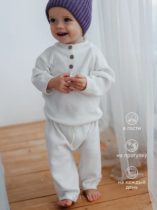 Marina Textile Костюм трикотажный для новорожденного, белый, фото 5