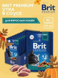 Паучи для взрослых кошек утка в соусе 85г х 14 шт Brit 61098804 купить за 716 ₽ в интернет-магазине Wildberries