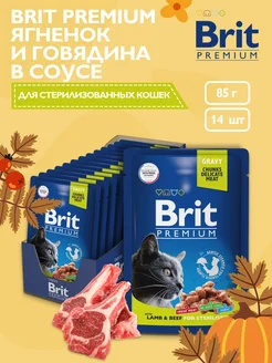 Брит Паучи для кошек ягненок и говядина в соусе 85г х 14 шт. Brit 61098982 купить за 765 ₽ в интернет-магазине Wildberries