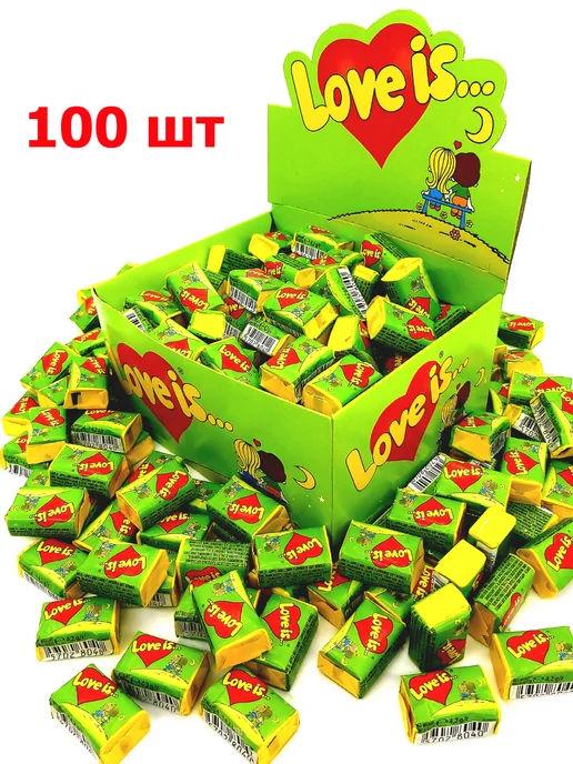 Love Is Жевательная резинка Яблко-Лимон Ловис 100 шт, 100 шт