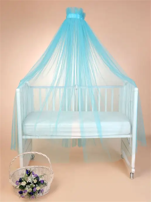 BABY STYLE. Балдахин для детской кроватки из фатина, голубой