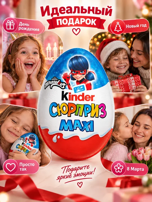 Kinder сюрприз шоколадное яйцо большое леди баг 100 г, 100 г, фото 3