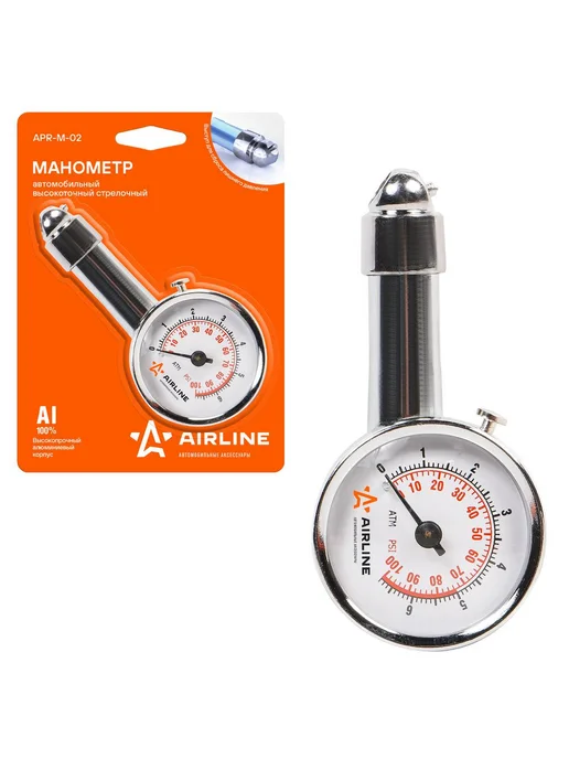 AIRLINE Манометр шинный механический 7.5атм. металл, вариант, фото 2