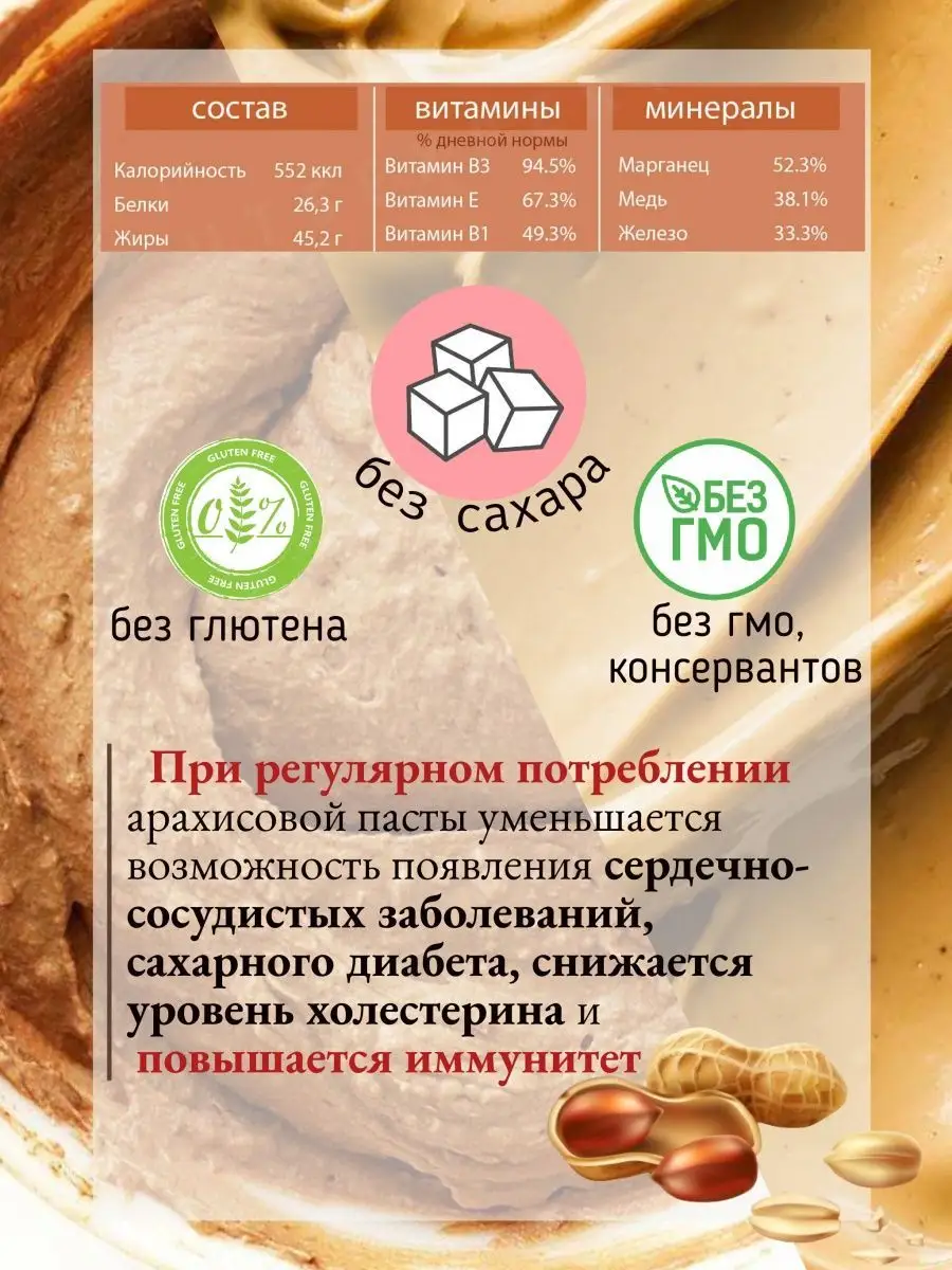 Арахисовая паста без сахара натуральная Navifood 61283268 купить за 314 ₽ в  интернет-магазине Wildberries