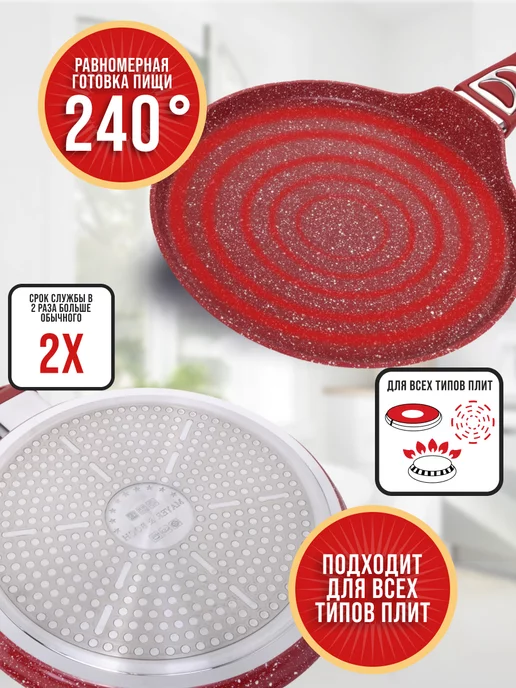 Сковорода блинная, блинница антипригарная для всех плит 24см - фото 4