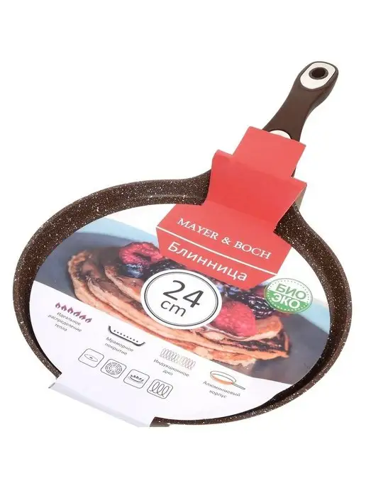 Сковорода блинная, блинница антипригарная для всех плит 24см - фото 6