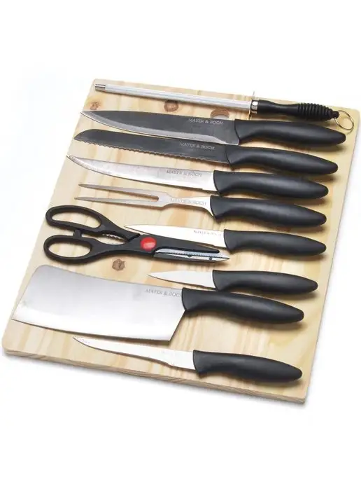 Ножи кухонные острые набор нержавейка с доской - фото 4