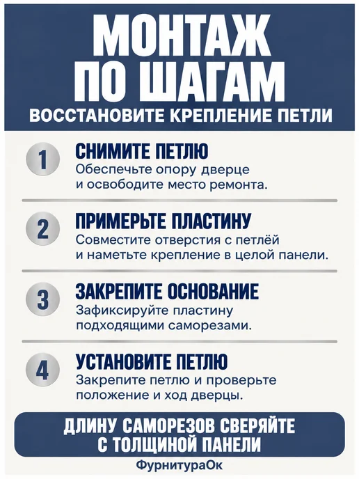 ФурнитураОк Пластина фурнитура для ремонта двери петли шкафа, вариант, фото 6