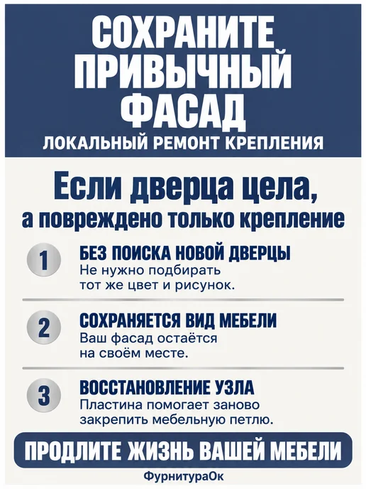 ФурнитураОк Пластина фурнитура для ремонта двери петли шкафа, вариант, фото 8