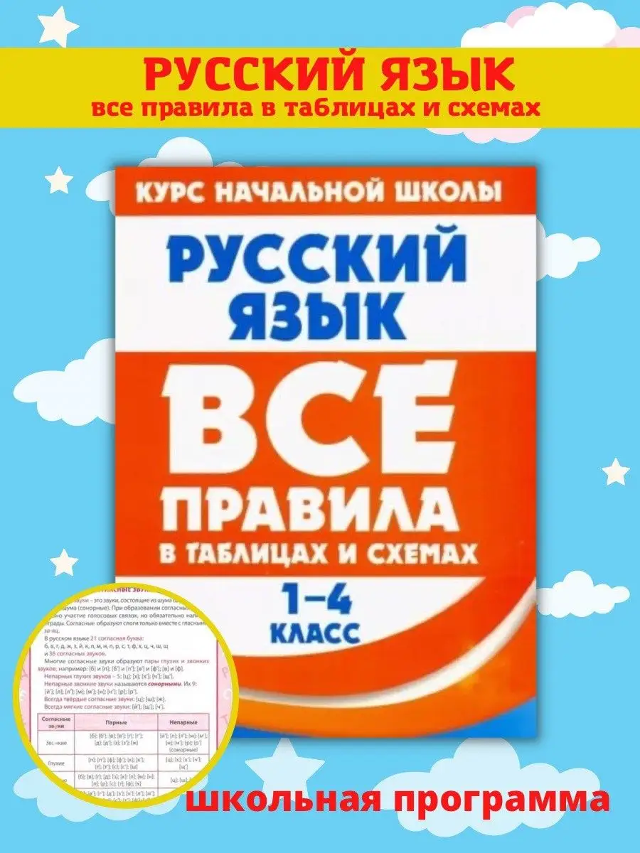 Русский язык. 1-4 класс. Все правила в таблицах и схемах Принтбук 61701232  купить за 237 ₽ в интернет-магазине Wildberries