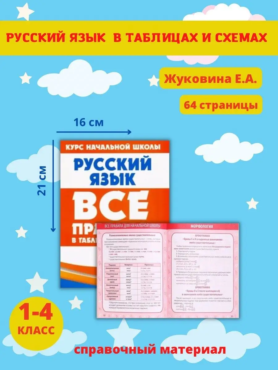 Русский язык. 1-4 класс. Все правила в таблицах и схемах Принтбук 61701232  купить за 237 ₽ в интернет-магазине Wildberries