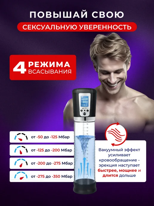 Luxeris Вакуумная помпа экстендер для увеличения члена, черный, фото 7