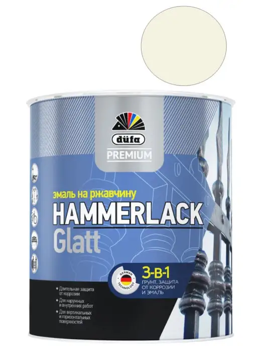 dufa Эмаль на ржавчину Hammerlack гладкая слоновая кость 0,75 л, 750 мл