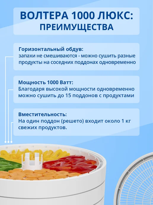 волтера Сушилка 1000 Люкс с таймером (комплект 10-5-5), белый, фото 5
