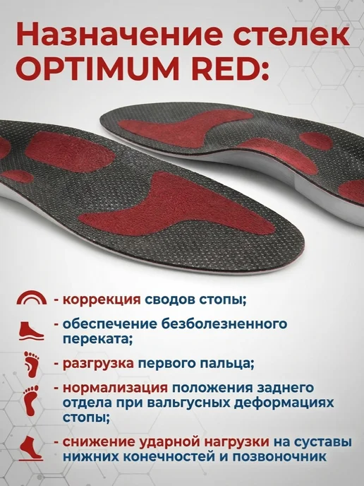 ORTO Professional Стельки ортопедические ORTO Optimum Red, красный, фото 3
