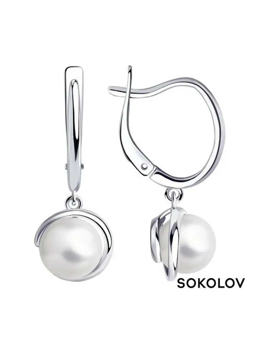 Серьги из серебра с жемчугом SOKOLOV 62007834 купить в интернет-магазине  Wildberries