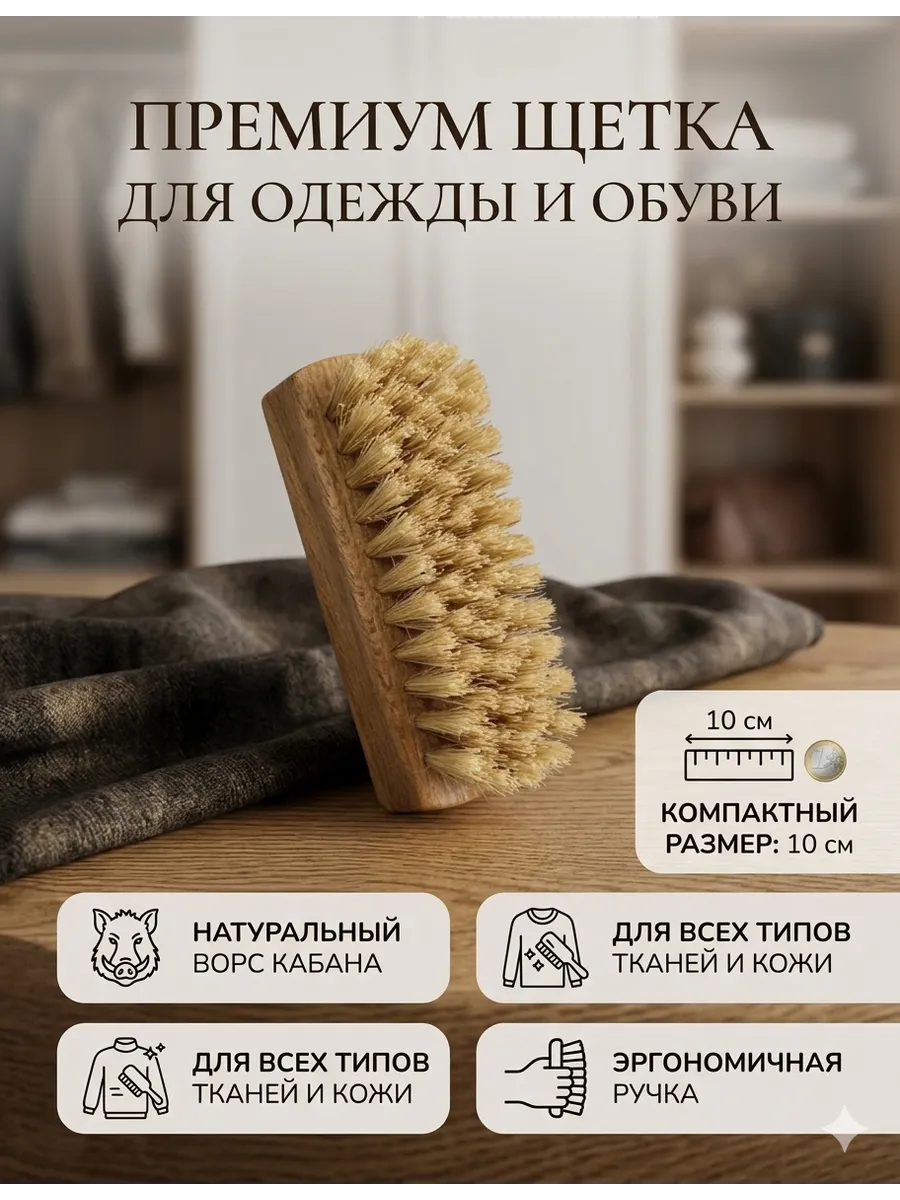 Щетка для одежды и обуви 10 см