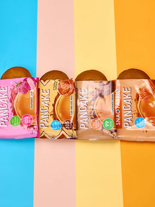 SNAQ FABRIQ Панкейки с начинкой без сахара Aссорти, 10шт х 45г, 10 шт, 45 г, фото 8