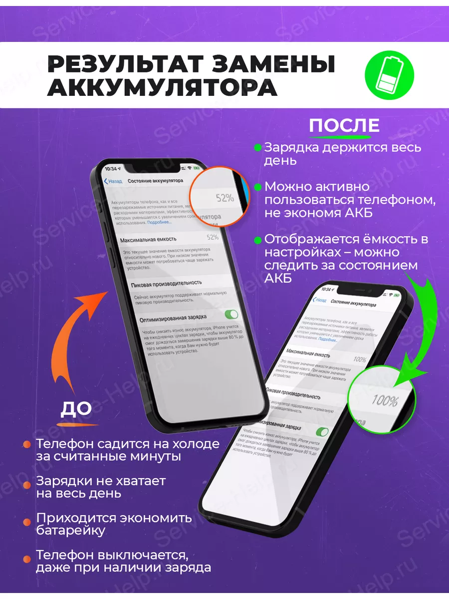 Аккумулятор на iPhone XS MAX Батарея для Айфон XS MAX Service-Help.ru  62074367 купить за 1 067 ₽ в интернет-магазине Wildberries