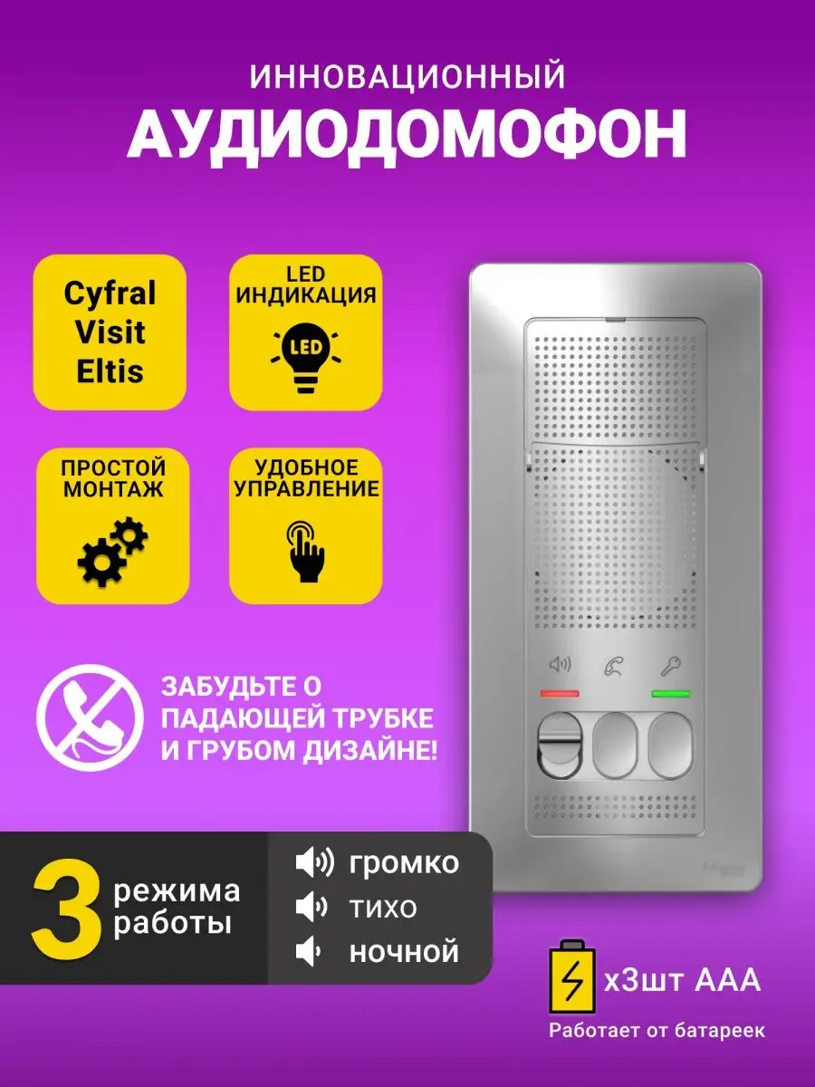 Домофон для дома квартиры без трубки домашний звонок Schneider Electric  62114332 купить в интернет-магазине Wildberries