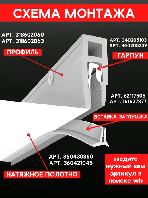 Vipotolki Вставка-заглушка плинтус для натяжного потолка 10 метров, 40 м, фото 2