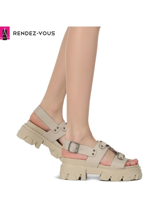 Tendance Босоножки без каблука летние, бежевый