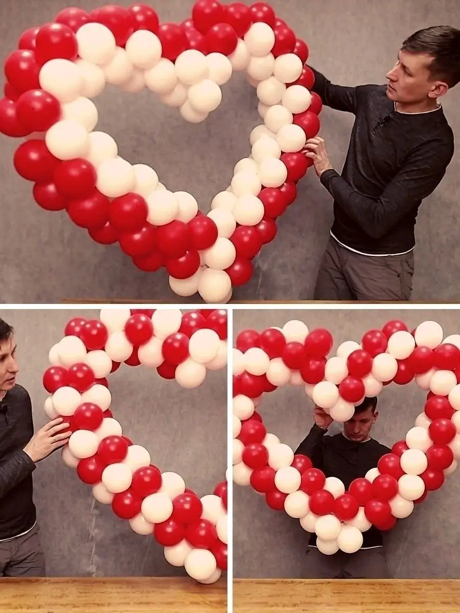 СЕРДЦЕ ИЗ ВОЗДУШНЫХ ШАРОВ как сделать БЕЗ КАРКАСА Balloon Heart TUTORIAL CORAZON CON GLOBOS