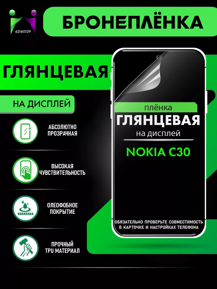 Глянцевая гидрогелевая пленка Nokia C30 ПРОglassNano 62160139 купить за 285  ? в интернет-магазине Wildberries