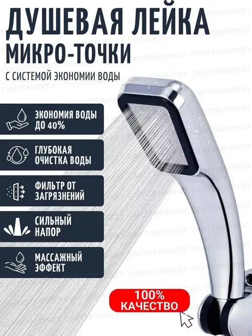 MEGAPLANE Душевая лейка микро-точки и шланг с двойной оплеткой, вариант, фото 4