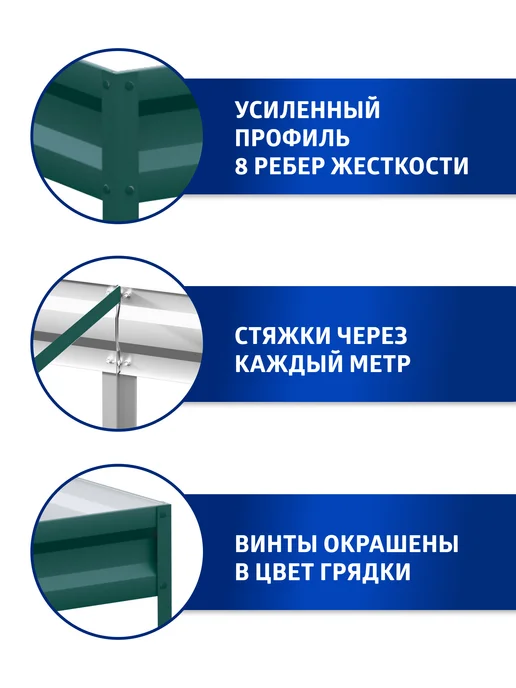 АГРОГРЯДКИ Грядка оцинкованная 3 м для дачи 1,0х3,0х0,20 м, 1.0x4.0x0.20 м, 4 м, фото 4