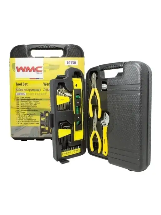 WMC Tools Набор строительных инструментов для дома 130 предметов, черный, фото 7
