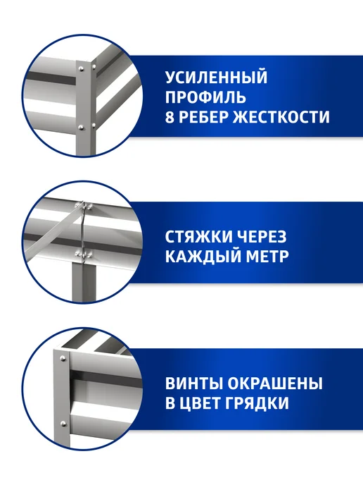 АГРОГРЯДКИ Грядки оцинкованные 1 х 6 м, Н 20 см, 1x6 м, 6 м, фото 5