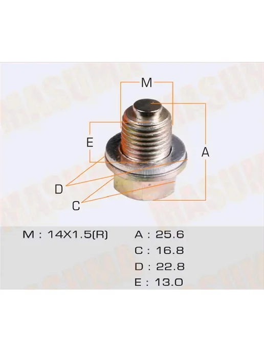 MASUMA Пробка сливная MITSUBISHI Lancer HYUNDAI Accent картера мас, вариант, фото 4