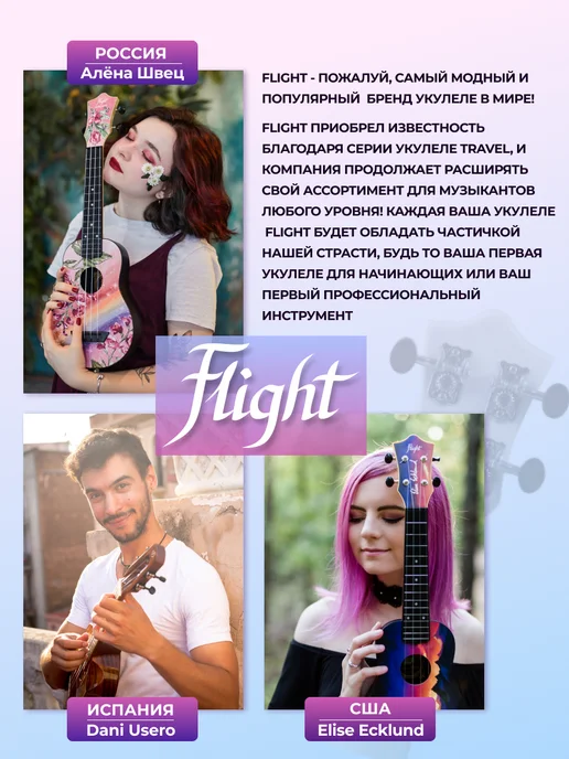Flight Укулеле концерт TUC DASHA KIRPICH с чехлом, голубой, фото 7