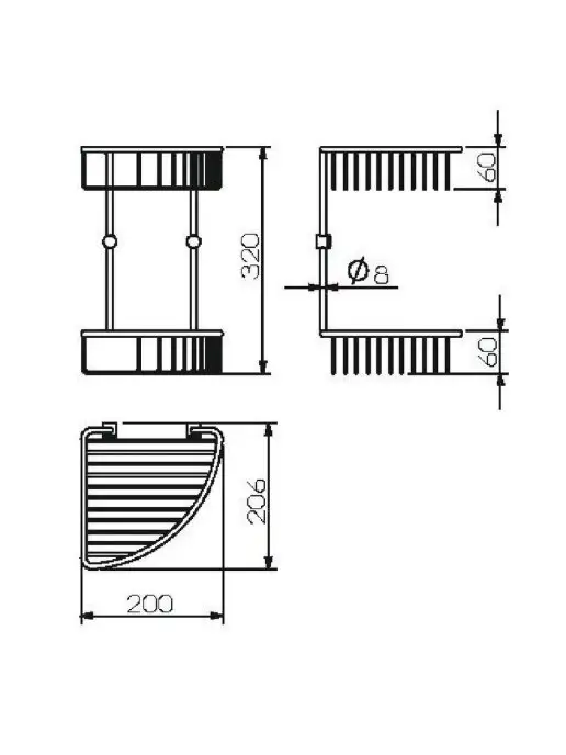 LANGBERGER Полка для ванной к стене 2-х этажная 10860I, серый, фото 2